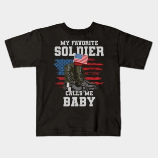 My Favorite Soldier Calls Me Baby Kids T-Shirt